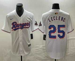 Men%27s Texas Rangers #25 Jose Leclerc White 2024 Gold Collection Limited Cool Base Jersey